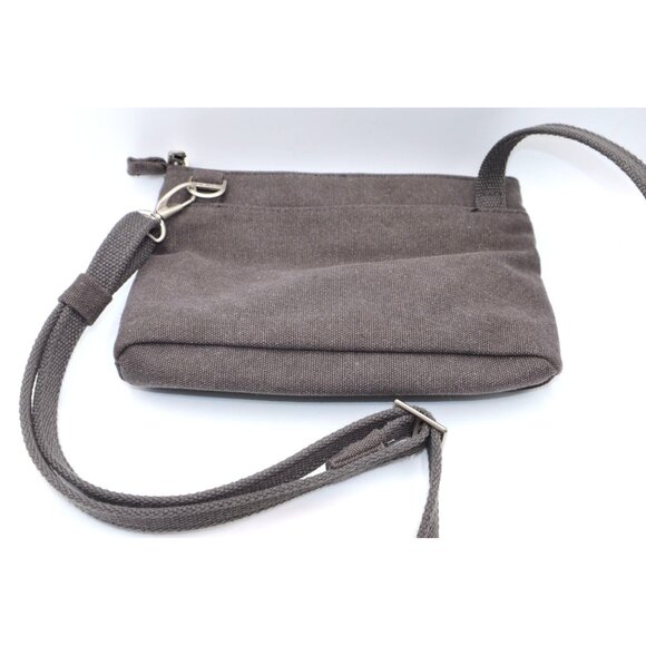 Travelon RFID Crossbody Bag With Striped Lining  Adjustable Strap In Gray Canvas - Picture 7 of 7